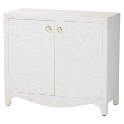 bali & pari Ximena Grasscloth Storage Cabinet - 2-Door Woven Accent Cabinet with Gold Ring Pulls for Living Room, Bedroom, or Entryway
